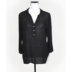 James Perse Tunic Top Long Sleeve V Neck Casual Relaxed Fit Viscose Size 2 US M